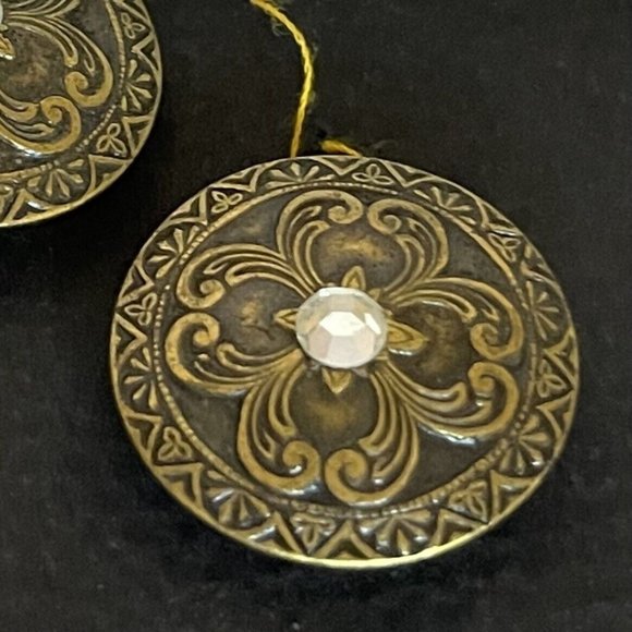 Vtg 1991 Mary Frances 5pc Button Covers Jewelry Round Gold Tone Clear Stone NOS - Picture 8 of 10